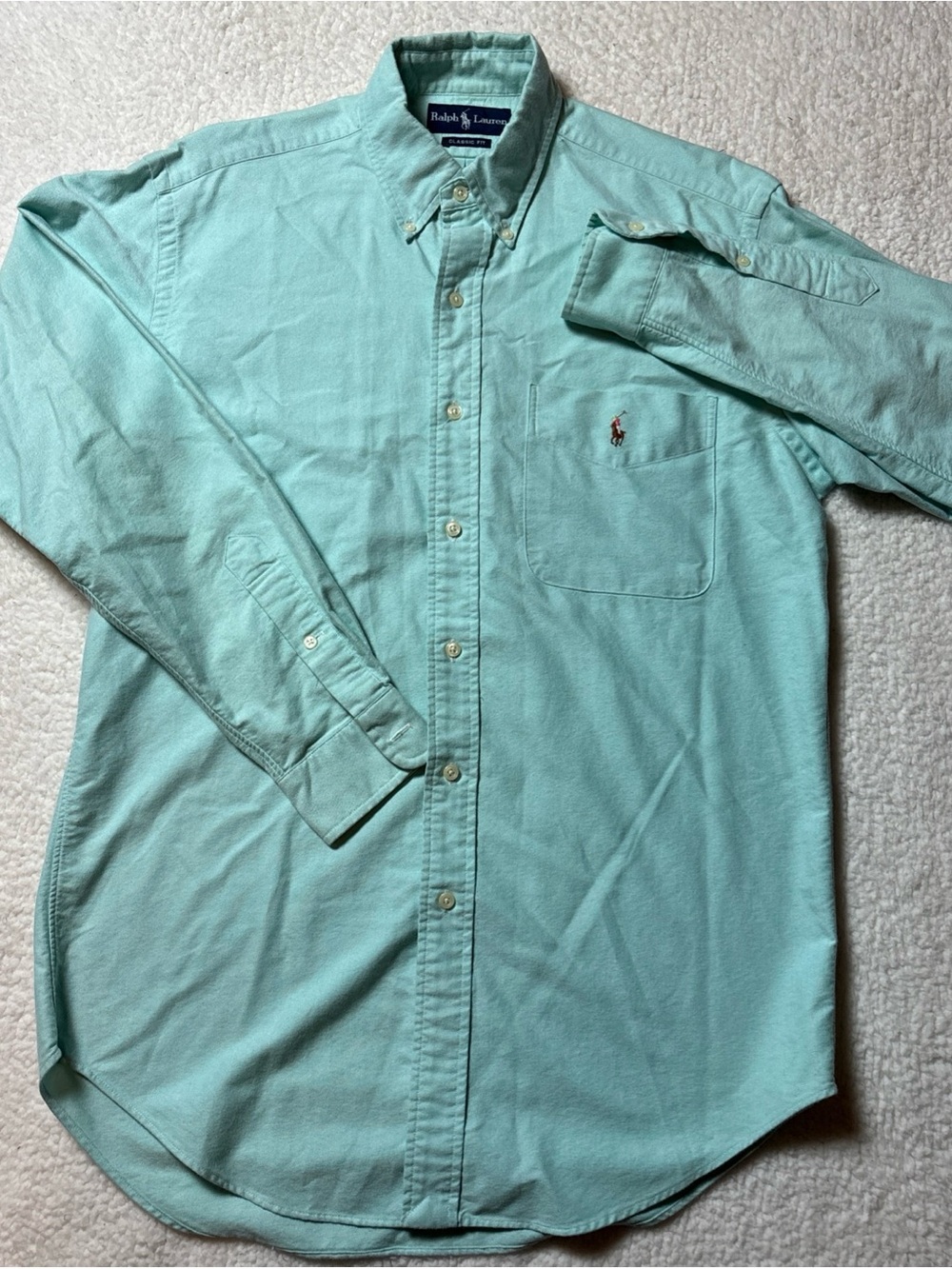 Ralph Lauren Men’s Light Mint Green Button-Down Oxford Shirt